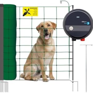 VOSS.PET Hundezaun Set 50m – Mobiler Elektrozaun für Garten – Einfache Einzäunung mit 14 Pfählen und fenci M09 Gerät