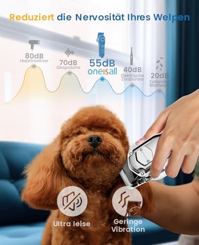 oneisall Leise Hundeschermaschine für dickes Fell – IPX7 wasserdicht, ideal für Profis und Langhaarkatzen!