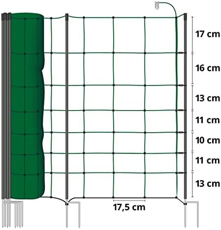 VOSS.farming Schafnetz Classic+ 50m – Hochwertiges elektrisches Hundezaunnetz für größere Hunde, ideal für Weideeinsätze
