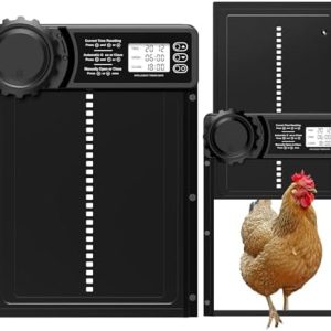 MASTERFUN Automatische Hühnerklappe aus Aluminium mit großem Display, Timer & sicherem Einklemmschutz für den optimalen
