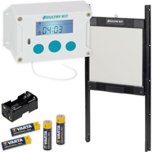 VOSS.farming Hühnertür Set – Automatische Hühnerklappe mit Aluminium, Lichtsensor & Zeitschaltung für Hühnerstall