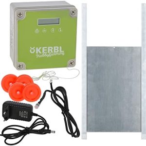 Kerbl 70546 Automatische Hühnertür Set mit Schiebetür – praktische Lösung für Hühnerställe, 300 x 400 mm
