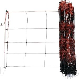 Kerbl Hobbyfarming TitanLight Tiernetz 50m x 90cm - orange/schwarz, mit 14 Pfählen, ideal für die sichere Weidehaltung