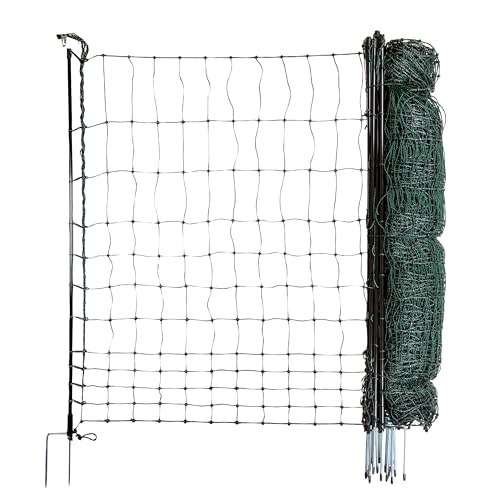 horizont Hühnerzaun strongLine 50m - Mobiler Geflügelzaun 120cm hoch, 15 Fiberglaspfähle, ideal für Garten und Tierhaltu