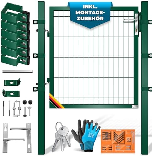 KESSER® Premium Gartentor aus verzinktem Stahl – Stilvolle Gartentür für Zaun & Hof, inkl. Schloss und Pfosten, 100 x 10