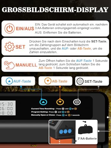 Automatische Hühnerklappe von – Aluminiumlegierung, LCD-Display, anti-klemmt, ideal für Hühnerfreilauf
