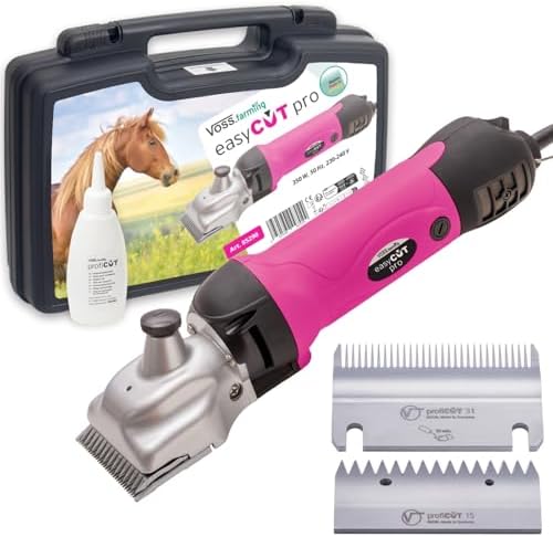 VOSS.farming easyCUT Pro Pferdeschermaschine Pink - Effizientes Schermesser Set für müheloses Pferdescheren