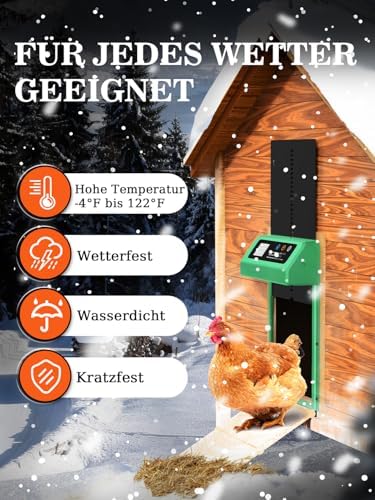 Automatische Hühnerklappe von – Aluminiumlegierung, LCD-Display, anti-klemmt, ideal für Hühnerfreilauf