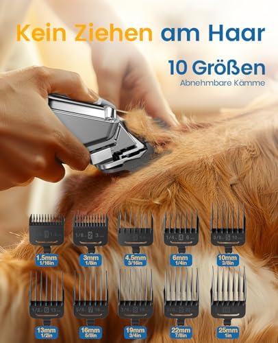 oneisall Leise Hundeschermaschine für dickes Fell – IPX7 wasserdicht, ideal für Profis und Langhaarkatzen!