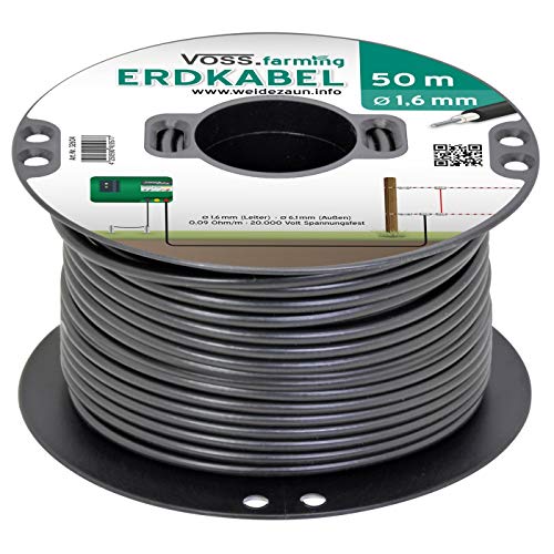 VOSS.farming 50m Hochspannungs-Zaun + 1,6mm Erdkabel für sicheres Weidezaungerät
