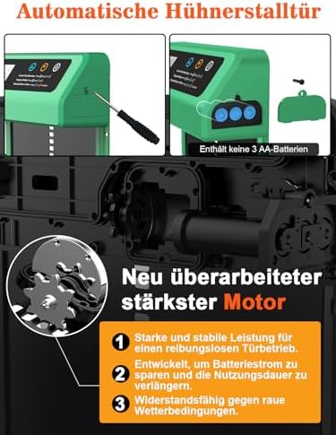 Automatische Hühnerklappe von – Aluminiumlegierung, LCD-Display, anti-klemmt, ideal für Hühnerfreilauf