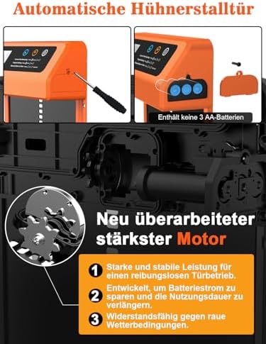 Automatische Hühnerklappe von – Aluminiumlegierung, LCD-Display, anti-klemmt, ideal für Hühnerfreilauf