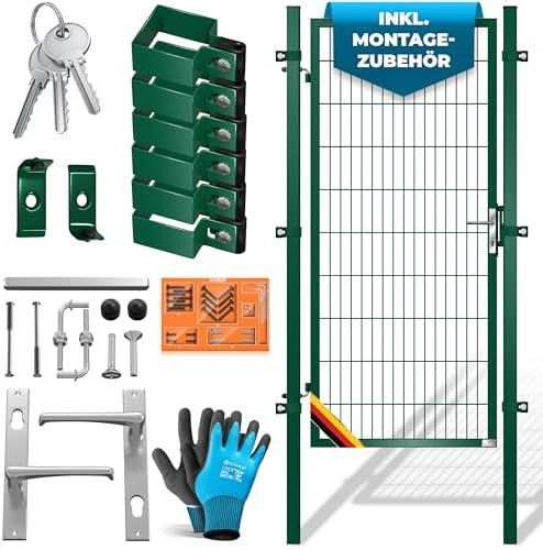 KESSER® Premium Gartentor aus verzinktem Stahl – Stilvolle Gartentür für Zaun & Hof, inkl. Schloss und Pfosten, 100 x 10