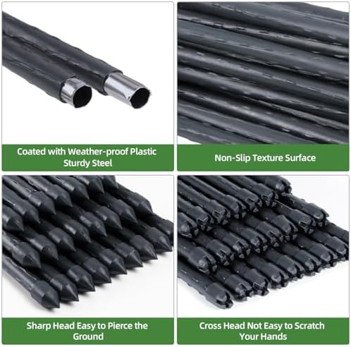 Ohuhu 30m mobiler Begrenzungszaun für Hunde – Engmaschiger Steckzaun, ideal für Garten und Hof, 1m hoch mit 25 Pfählen,