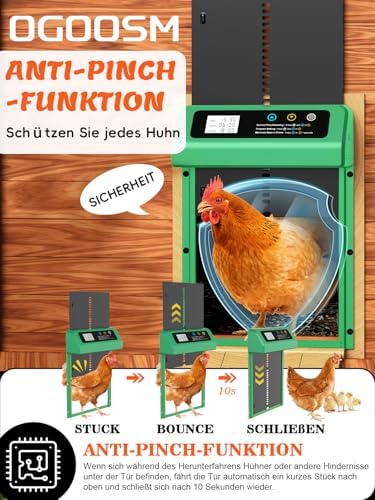 Automatische Hühnerklappe von – Aluminiumlegierung, LCD-Display, anti-klemmt, ideal für Hühnerfreilauf