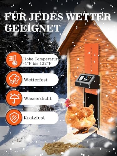 Automatische Hühnerklappe von – Aluminiumlegierung, LCD-Display, anti-klemmt, ideal für Hühnerfreilauf