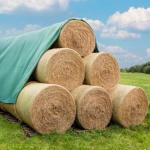 VOSS.farming Heuvlies 9,8 x 6m - Idealer Strohvlies Schutz für Rundballen, 140g/m² Qualität