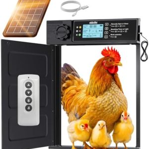 Okkobi Automatische Hühnerklappe Solar PRO - Mit Fernbedienung, Lichtsensor & Timer für sicheren Komfort im Hühnerstall