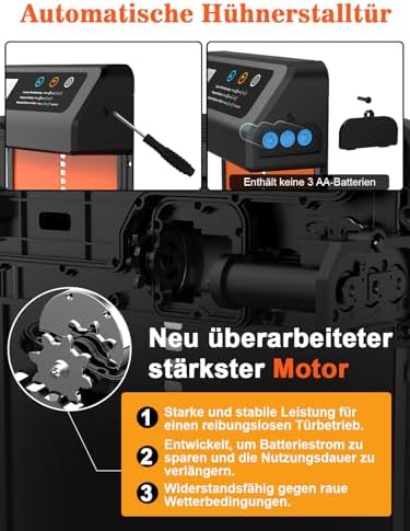 Automatische Hühnerklappe von – Aluminiumlegierung, LCD-Display, anti-klemmt, ideal für Hühnerfreilauf