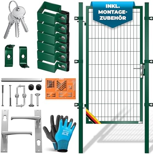 KESSER® Premium Gartentor aus verzinktem Stahl – Stilvolle Gartentür für Zaun & Hof, inkl. Schloss und Pfosten, 100 x 10