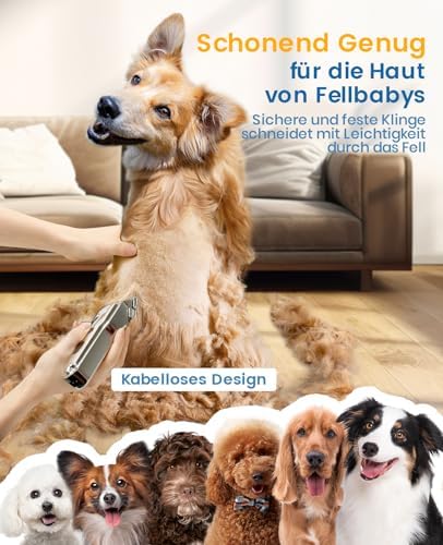 oneisall Leise Hundeschermaschine für dickes Fell – IPX7 wasserdicht, ideal für Profis und Langhaarkatzen!