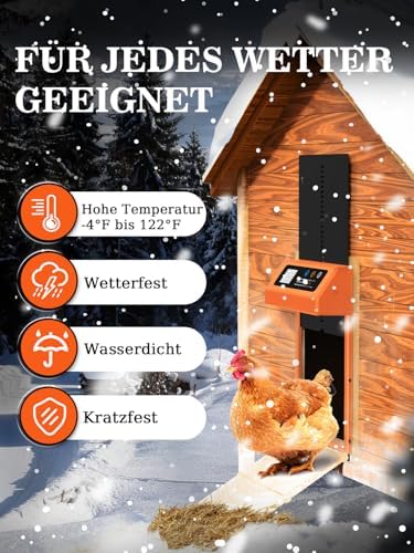 Automatische Hühnerklappe von – Aluminiumlegierung, LCD-Display, anti-klemmt, ideal für Hühnerfreilauf